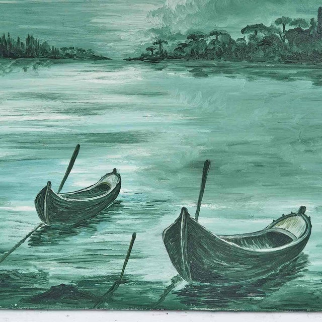 Unknown, Aquatic Landscape, 2000s, Oil on Canvas For Sale - Image 3 of 5