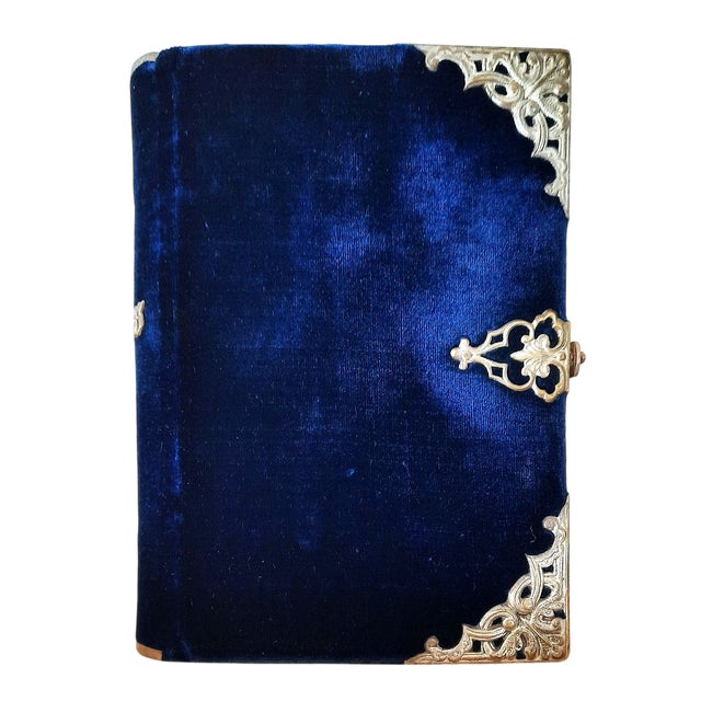 Mid 19th Century (1853) Blue Velvet Christian "Book of Hours" With Silver Clasp & Corners - Antique Devotional Christian Bible Art For Sale - Image 5 of 15