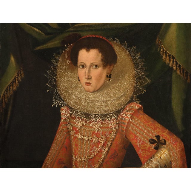 Workshop of Alonso Sanchez Coello, Portrait of a Noblewoman, 17th Century, Oil Painting on Canvas For Sale - Image 3 of 16
