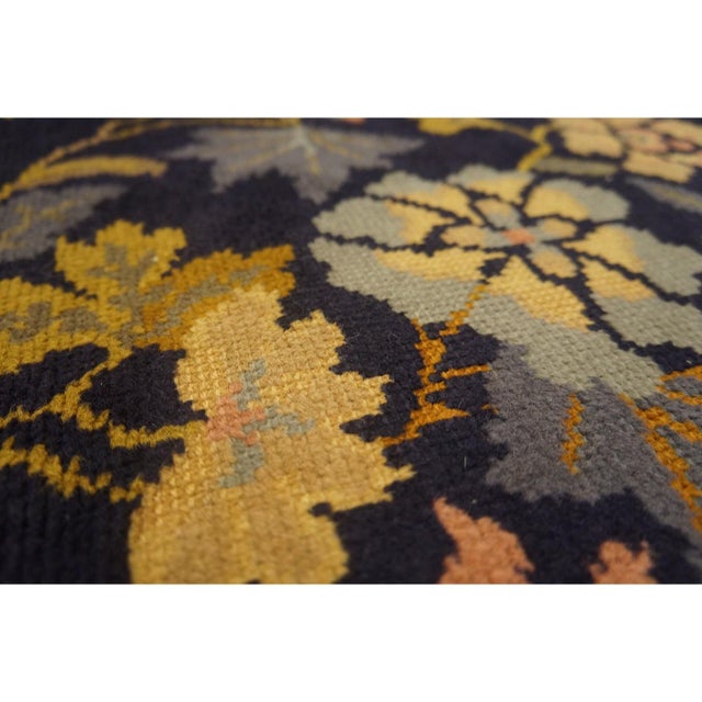 Art Deco 1920s Navy Floral Deco Antique Chinese Peking Handknotted Wool Rug 9' 7" X 13' For Sale - Image 3 of 8