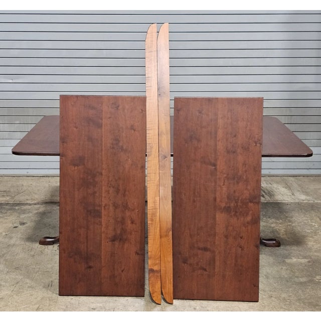 Late 20th Century Eldred Wheeler Solid Cherry Two Pedestal Dining Table 2 Leaves Benchmade For Sale - Image 10 of 13