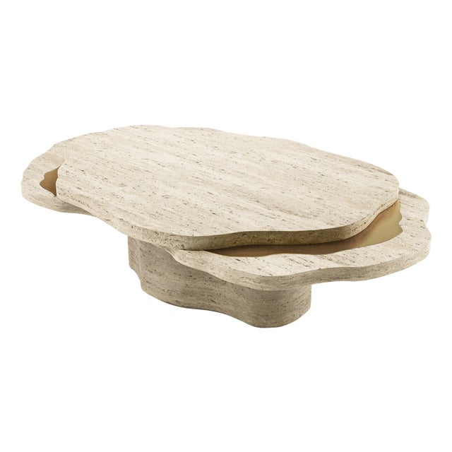 Arizona Coffee Table in Travertine Stone by Insidherland For Sale