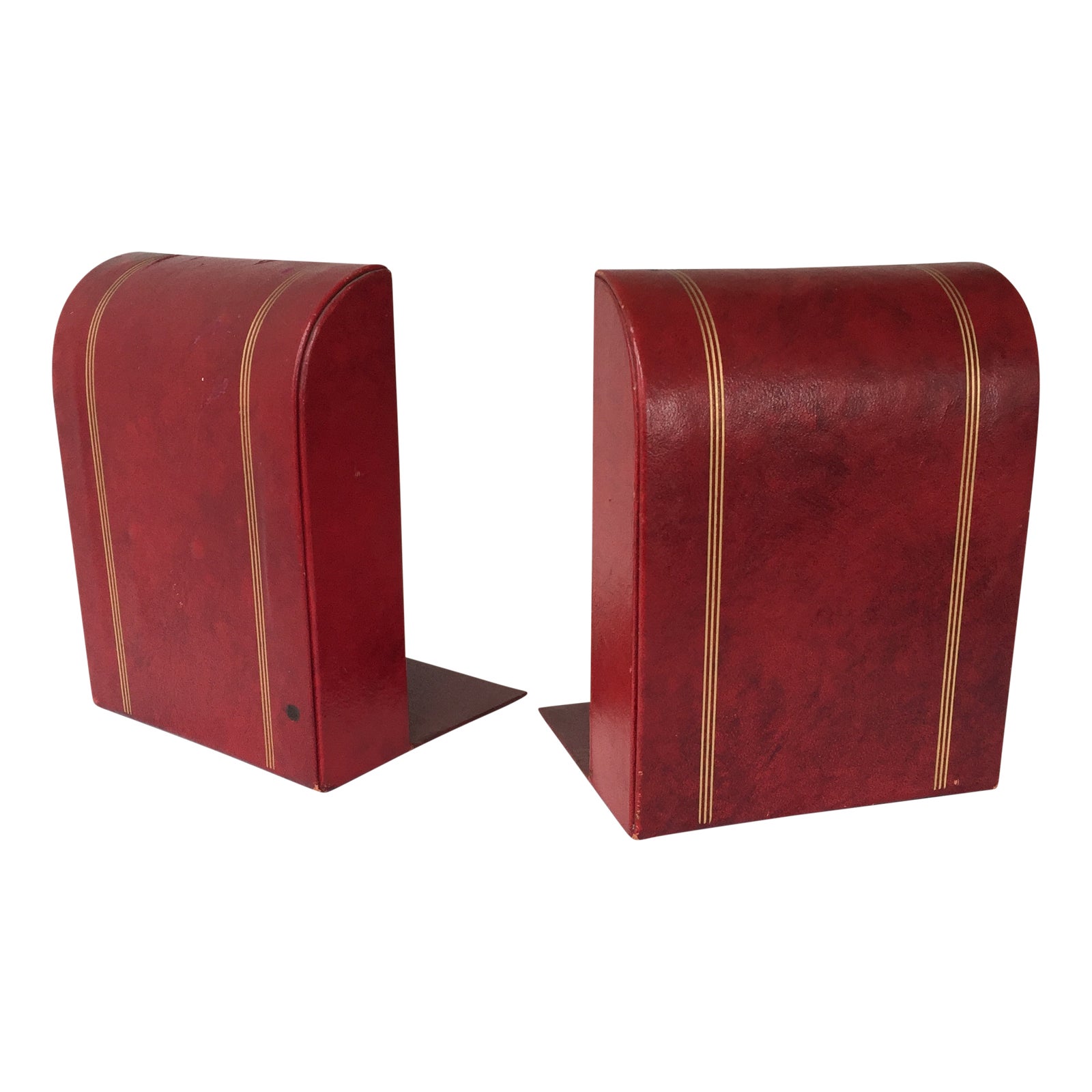 Gilt Red Leather Bookends A Pair Chairish