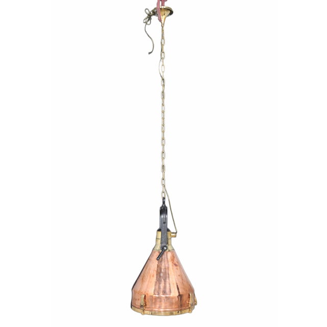 1970s 1970s Copper and Brass Nautical Ship's Pendant Lights - a Pair For Sale - Image 5 of 8