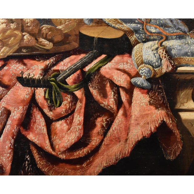 17th Century Antonio Tibaldi, Still Life with Rug, 1660, Oil on Canvas, Framed For Sale - Image 5 of 15