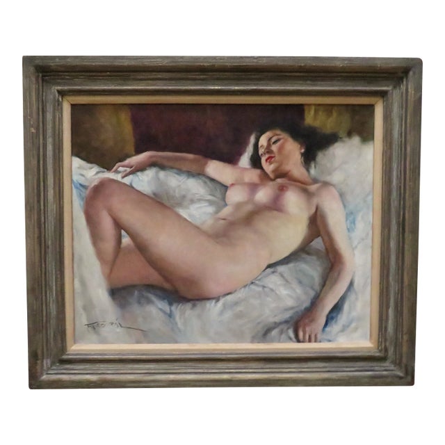 Pal Fried Portrait Oil Painting Reclining Nude Woman Lady "Sleeping Beauty" For Sale