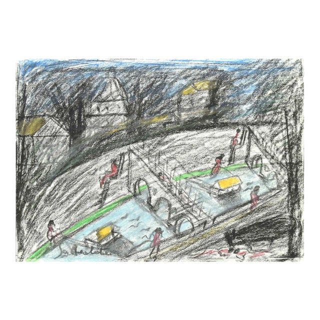 Nazareno Gattamenata, Bathers, Oil Pastels, 1980s For Sale