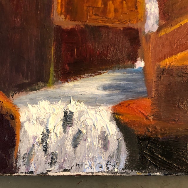 1970s Vintage Original Modernist Abstract Rock Gorge Southwest Painting For Sale - Image 5 of 8