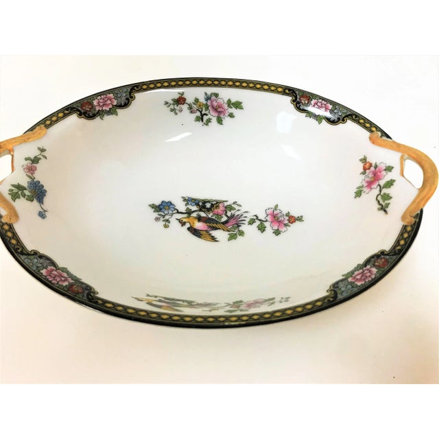 Japanese Noritake Porcelain Serving Bowl in "Pheasant" Pattern Circa 1920's For Sale - Image 9 of 10