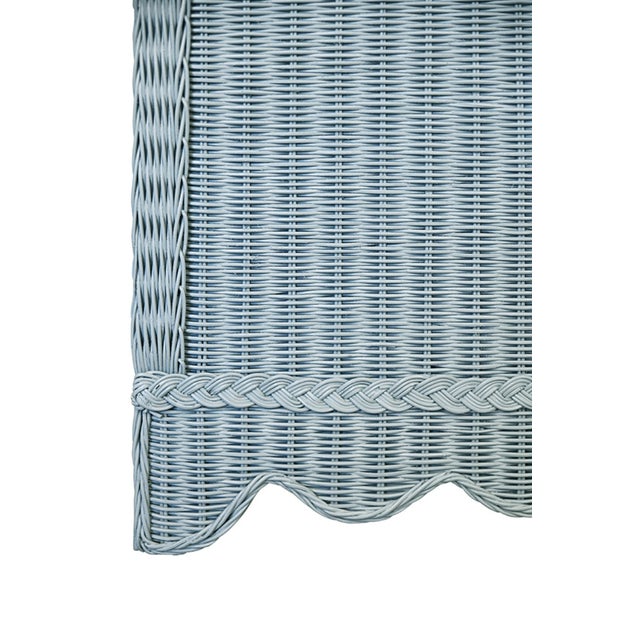 Robin's Egg Blue Matthew Izzo Home Beatrice Light Blue Rattan Four Door Cabinet With Brass Hardware For Sale - Image 8 of 9