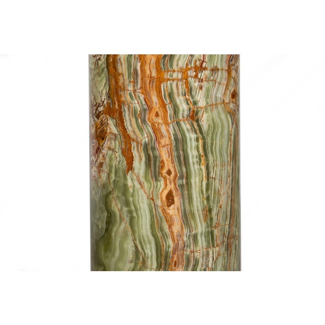 Green Roman Style Green & Brown Translucent Onyx Pedestal Column For Sale - Image 8 of 13
