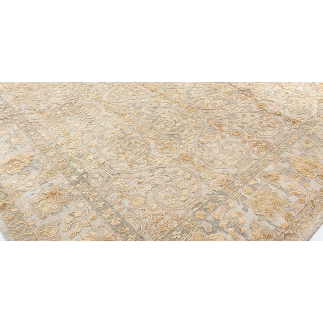 Modern Traditional Inspired Gold Green High-Low Rug by Doris Leslie Blau For Sale - Image 3 of 8
