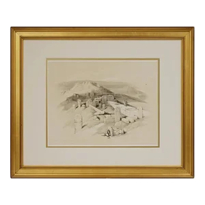 Louis Haghe after David Roberts Antique Lithograph Temple on Gebel Garube called Surabit el Khadim Egypt Ruins Framed Art