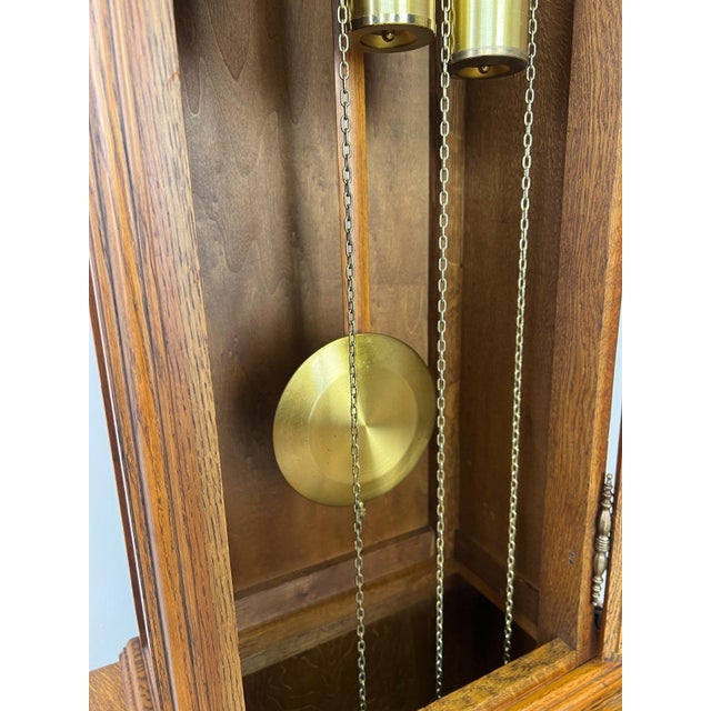 Vintage Grandfather Clock in Oak For Sale - Image 12 of 17