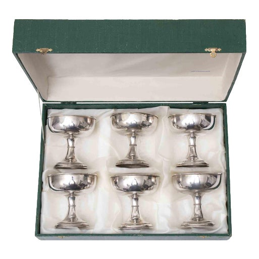 Italian Silver Champagne Coupes, 1960s, Set of 6 For Sale