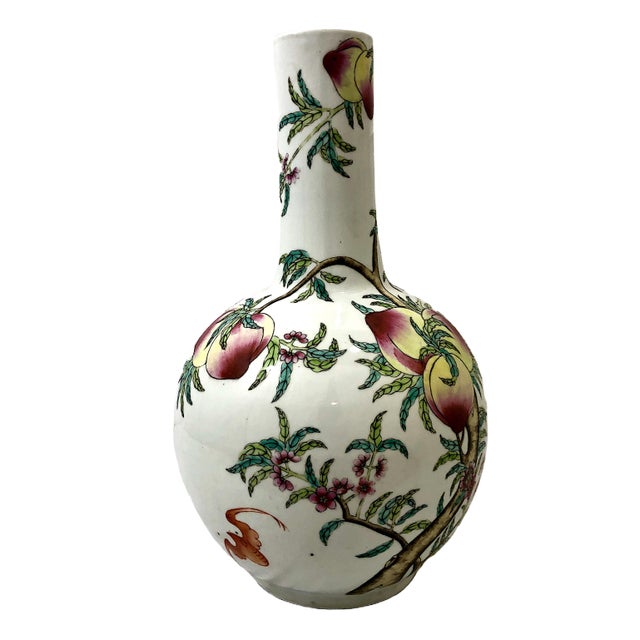 Pair of Large Chinese Famille Rose Porcelain “Nine Peaches” Vases For Sale - Image 11 of 14