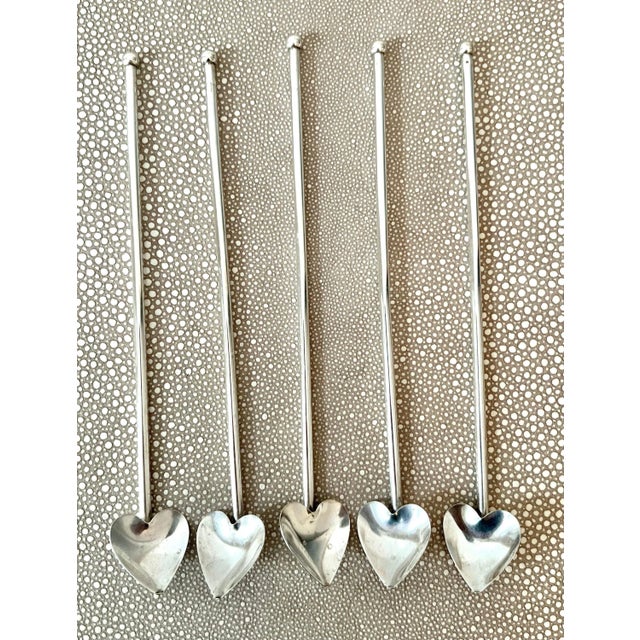 Silver French Sterling Tea Spoons With Heart Shape - Set of 4 For Sale - Image 8 of 11