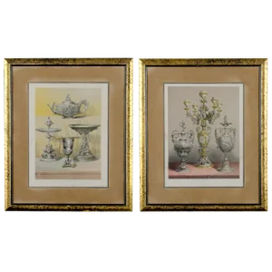 Silversmith’s Work & Group of Silver Vases, Antique Prints - A Pair
