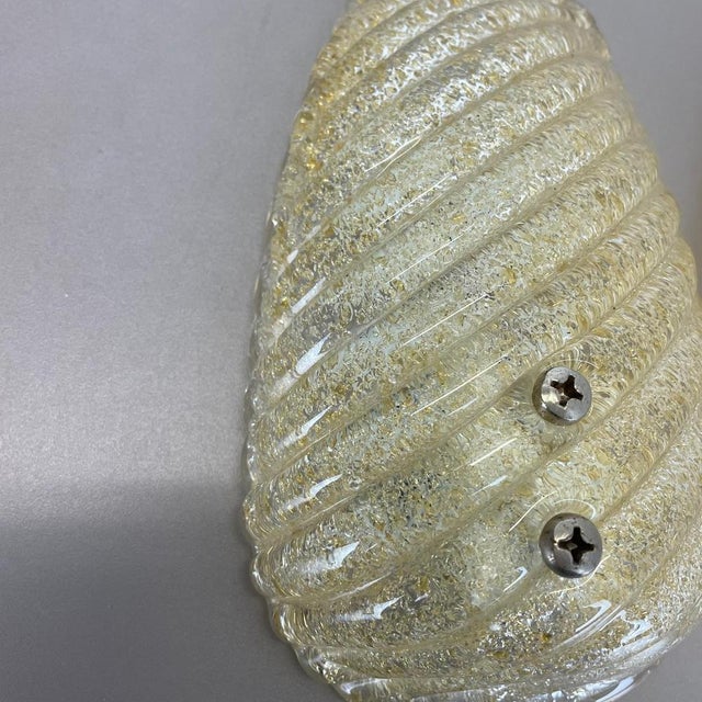 Gold Murano Gold Flake Ice Glass Wall Sconces, Germany, 1980s, Set of 2 For Sale - Image 8 of 18