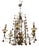 Italian Florentine Giltwood and Amber Murano Glass Drop 6-Light Chandelier, 1950s For Sale