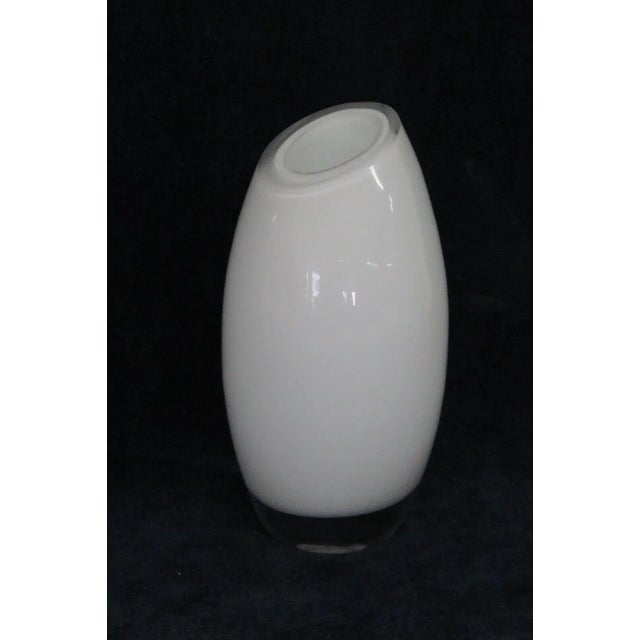 Cased Glass White Tapered Small Vase For Sale - Image 4 of 10