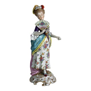 Antique Volkstedt Hand Painted & Gilt Porcelain Figure of a Woman C1890 For Sale