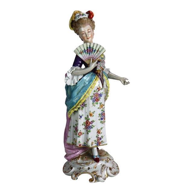 Antique Volkstedt Hand Painted & Gilt Porcelain Figure of a Woman C1890 For Sale