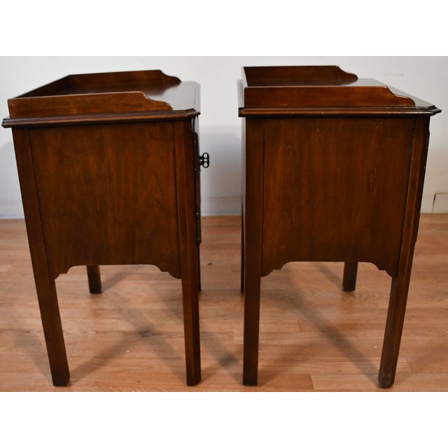 1950s Vintage Solid Walnut Pair of Nightstands / Bed Side Tables For Sale - Image 10 of 13