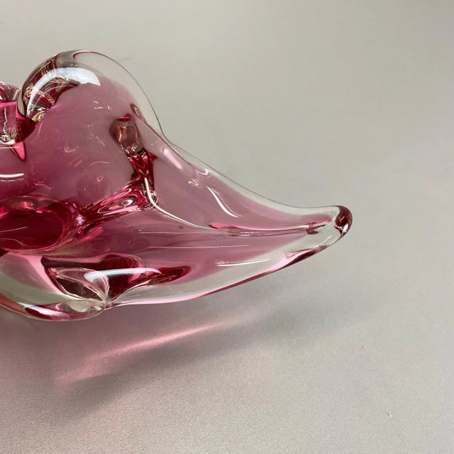 Large Murano Glass Pink Floral Bowl, Italy, 1970s For Sale - Image 9 of 17