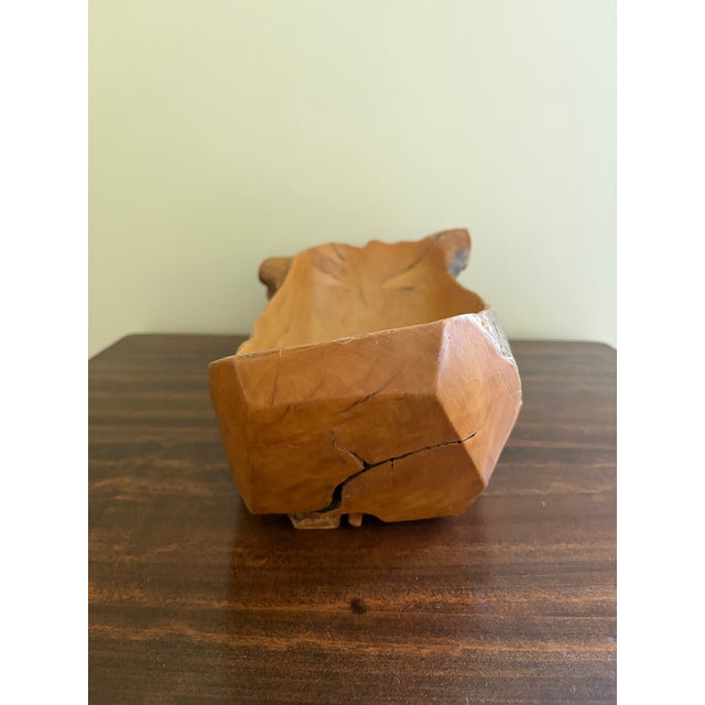 Rustic Hand-Carved Natural Wood Bowl For Sale - Image 13 of 14