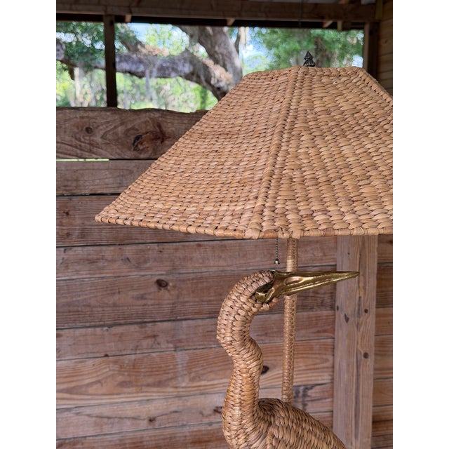 Wood Monumental Mario Lopez Torres Woven Crane Table Lamp For Sale - Image 7 of 11