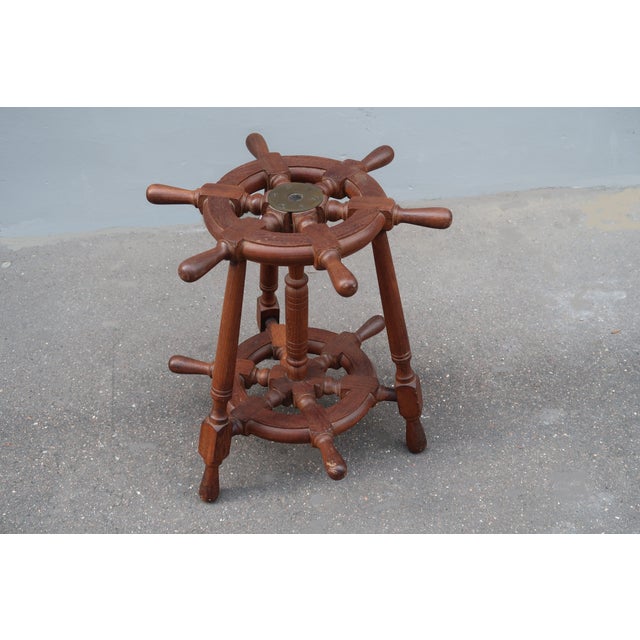 Brown 1950s French Marine Decor Side Table Made of Solid Wood For Sale - Image 8 of 8