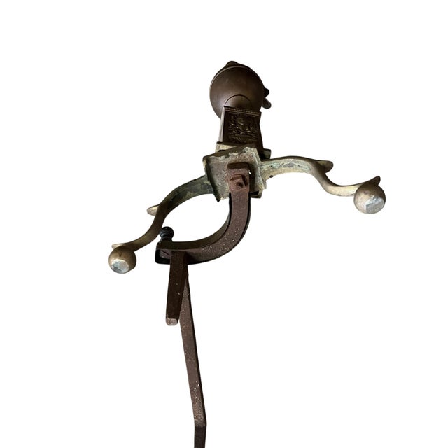 American Antique Brass Andirons- a Pair For Sale - Image 3 of 11