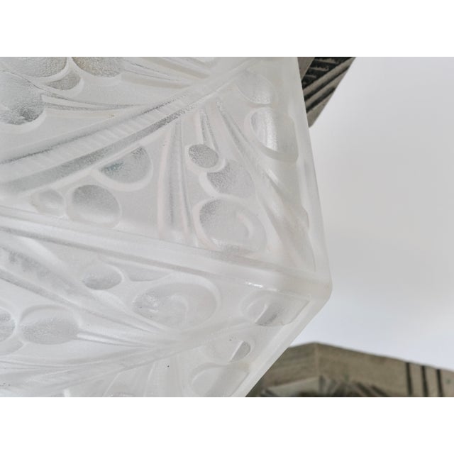 Ceiling Lamp with Cubist Glass Shades, 1930s For Sale - Image 3 of 8