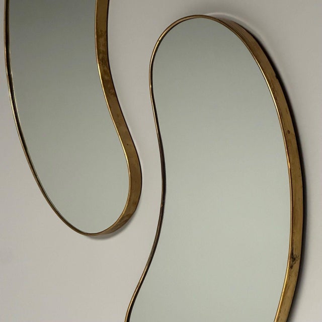 1950s Italian Mid-Century Modern, Wall Mirrors, Organic Form, Brass, Italy, 1950s For Sale - Image 5 of 11