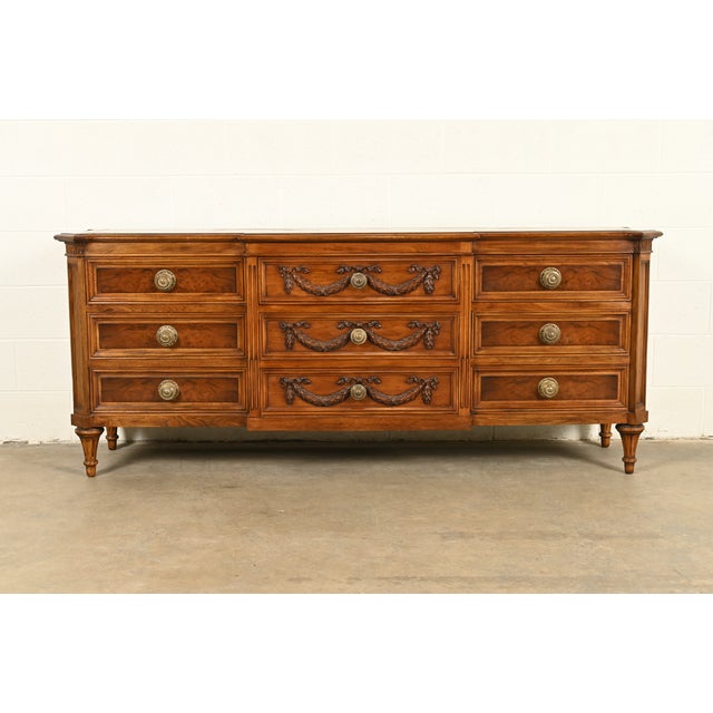 Karges French Regency Louis XVI Burled Walnut Triple Dresser or Credenza For Sale - Image 15 of 15