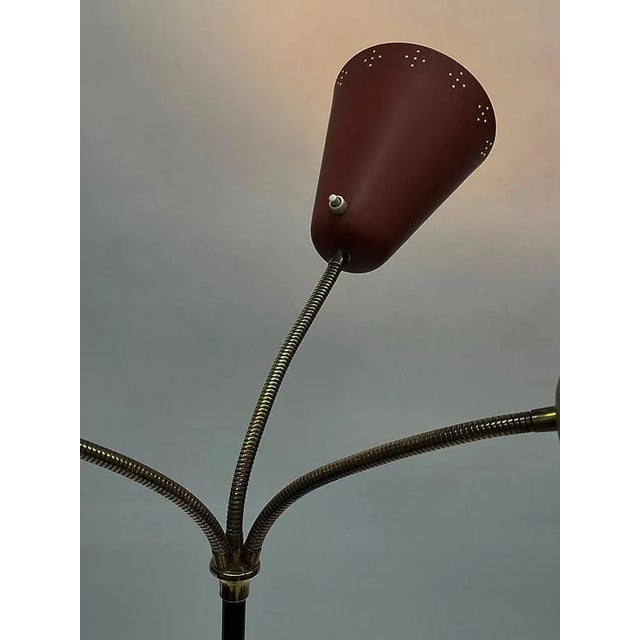 3-Arm Floor Lamp with Pierced Metal Matte Shades, 1960s For Sale - Image 4 of 12