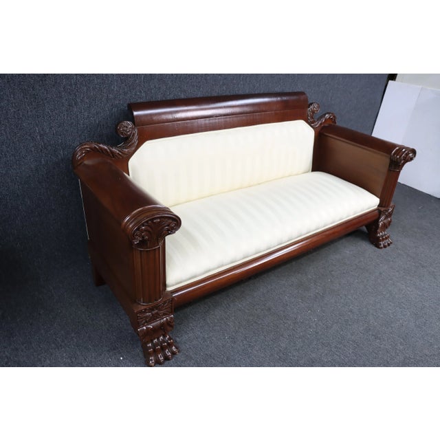 American Classical Empire Acanthus Carved Mahogany Sofa For Sale - Image 10 of 11