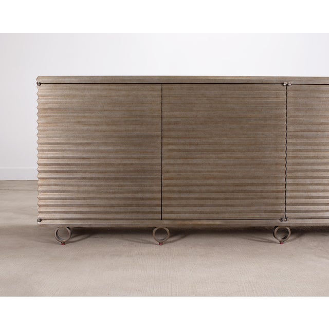 Julian Chichester Variegated Nickel "Storm" Cabinet Credenza 7Ft For Sale - Image 11 of 18
