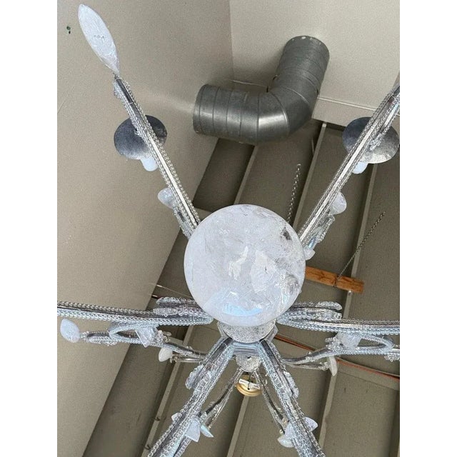 Silver French Rock Crystal Silvered Chandelier For Sale - Image 8 of 8