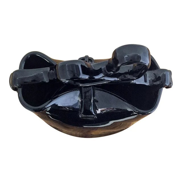 Black Glass Handbag Vase, 1980s For Sale - Image 4 of 7