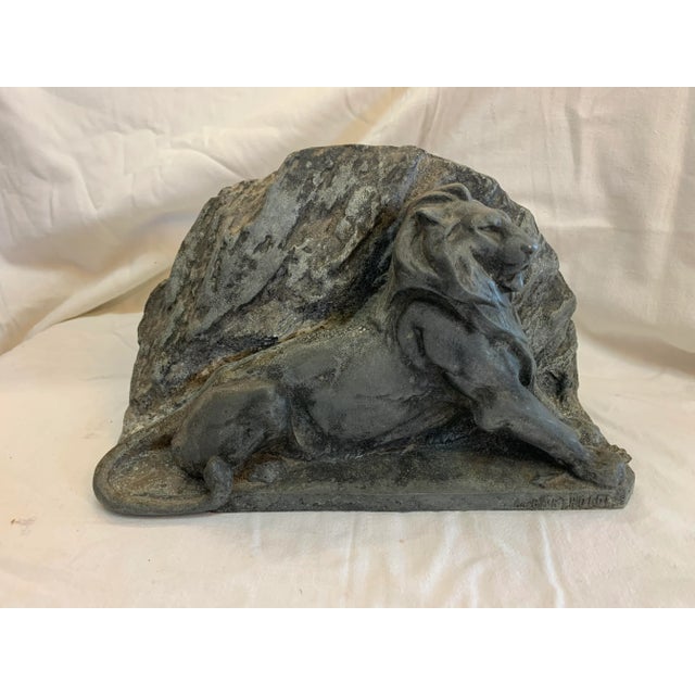 Sculpture in regulation and zinc, representing the LION OF BELFORT after Auguste Bartholdi. By Marc Schmitt, editor in...