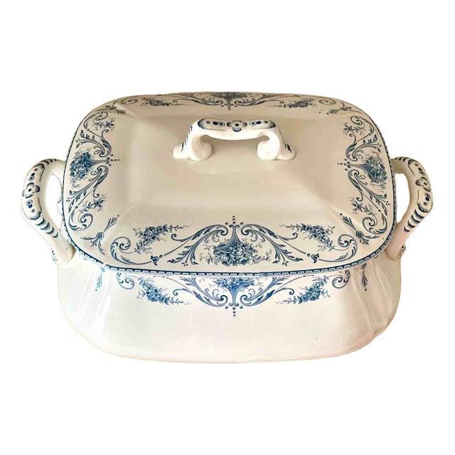 Large Belgian Louis XVI Terre de Fer Soup Bowl from Boch Frères Keramis, Belgium, 1890s For Sale