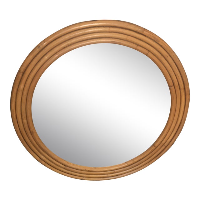 Rattan Framed Round Mirror 30.5" Chairish