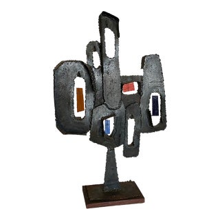 Clare Berg Brutalist Torch Cut Steel Sculpture, 1969 For Sale