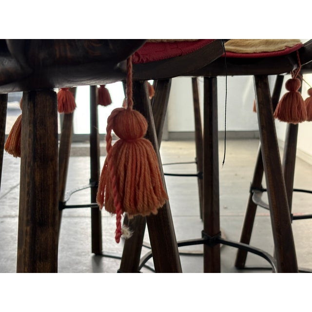 Wood Vintage Brutalist Marbella Stools attributed to Sergio Rodrigues, 1970s, Set of 6 For Sale - Image 7 of 16