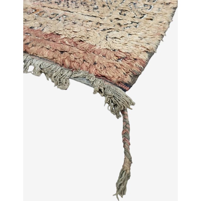 Vintage Beni M'Guild Rug | Handwoven Berber Wool Rug with Faded Indigo Diamond Lattice This exquisite vintage Beni M'Guild...