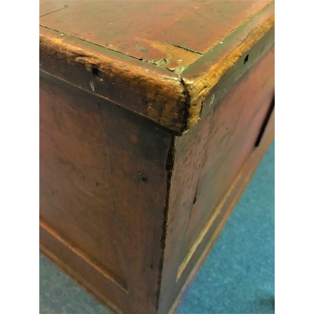 Early 20th Century Antique Original Red Wash American Trunk For Sale - Image 10 of 13