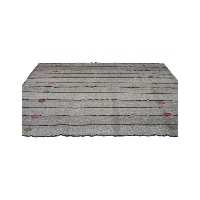Gray Vintage Turkish Modern Kilim - 6`9″ X 9`8″ For Sale - Image 4 of 6