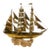 Vintage Brass Sailing Ship Sculpture on Driftwood / Coral Base Nautical Decor For Sale